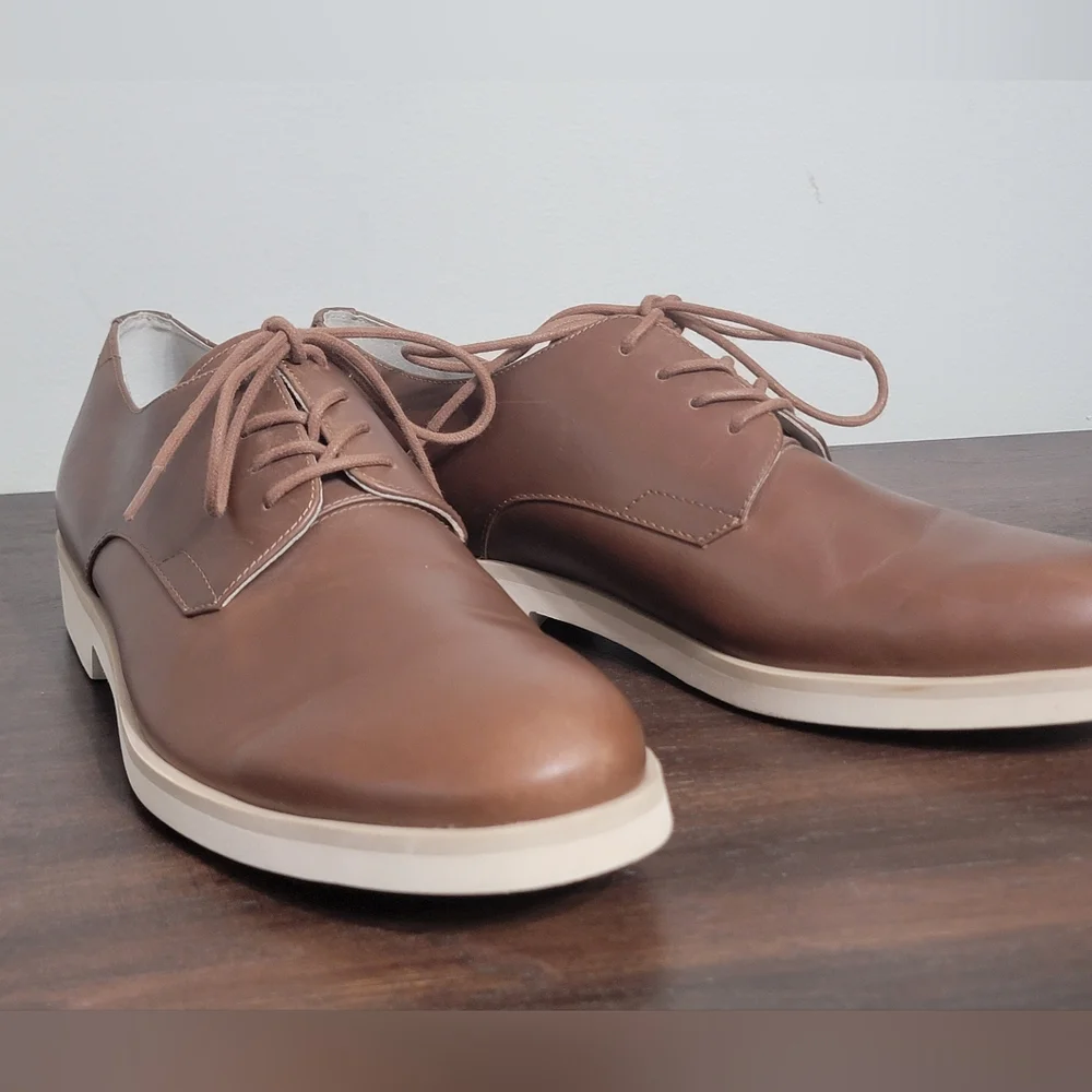 Calvin Klein NWOT  Men's Faustino Washed Leather Oxfords Men's Size 10.5 - Picture 7 of 13